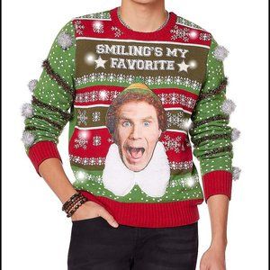Light-Up Smiling's My Favorite Ugly Christmas Sweater - Elf